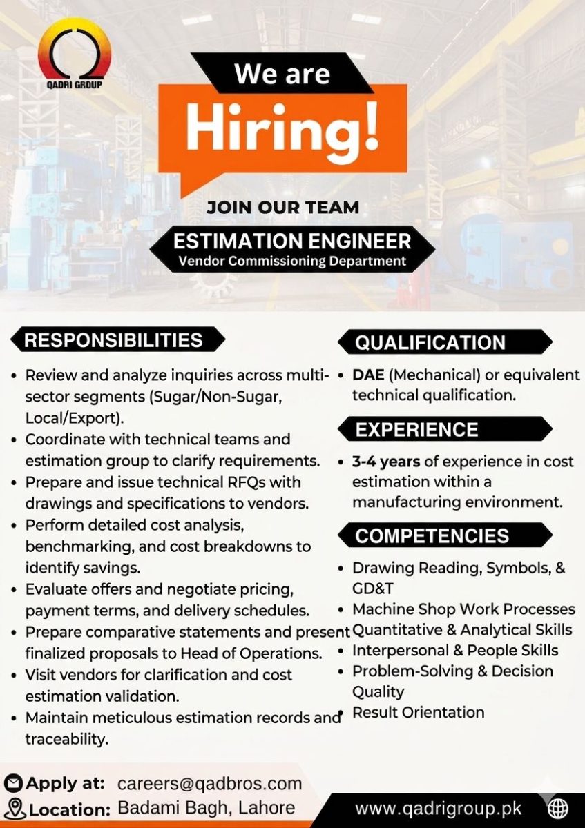 Qadri Group Jobs Estimation Engineer 1