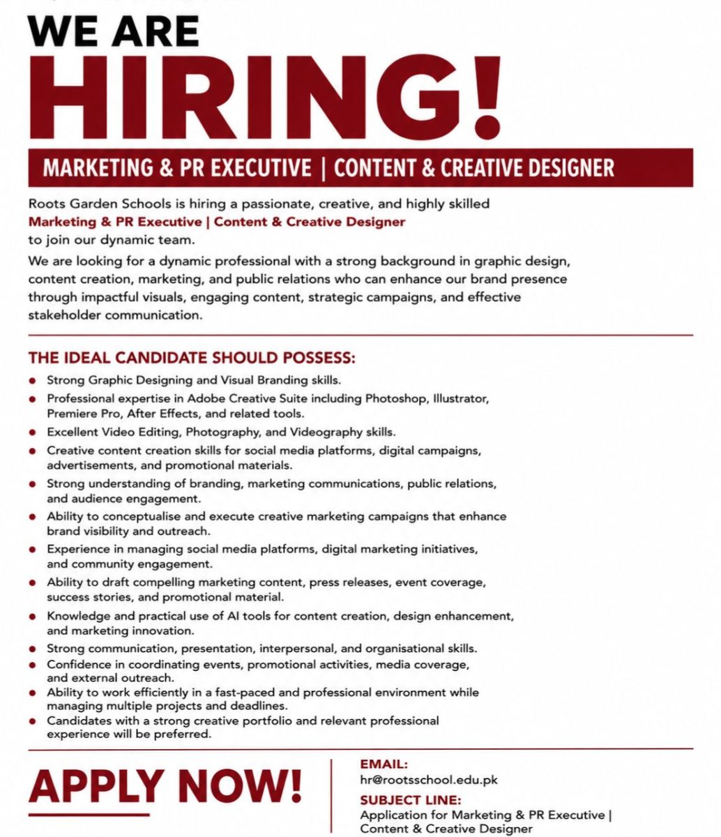 ROOTS Garden Schools Jobs Marketing & PR Executive  1