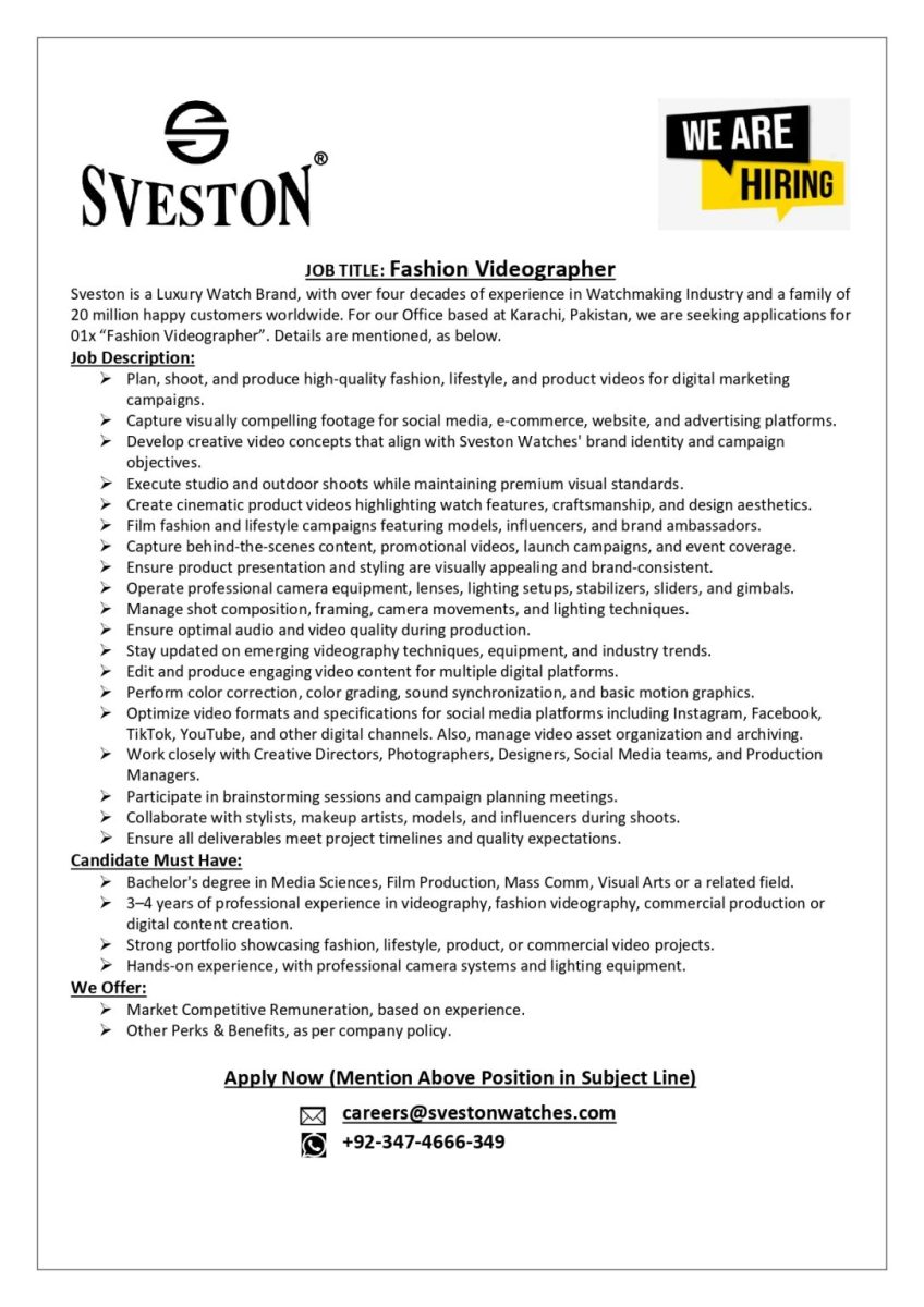Sveston Watches Jobs June 2026 1