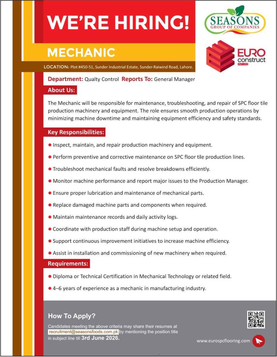 Seasons Group of Companies Jobs Mechanic  1