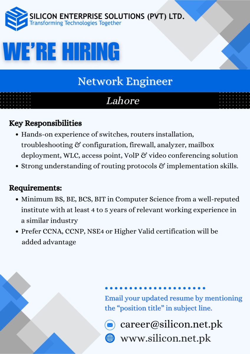 Silicon Enterprise Solutions Pvt Ltd Jobs Network Engineer  1