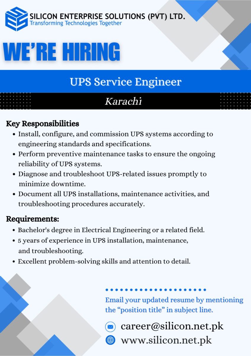 Silicon Enterprise Solutions Pvt Ltd Jobs UPS Service Engineer  1
