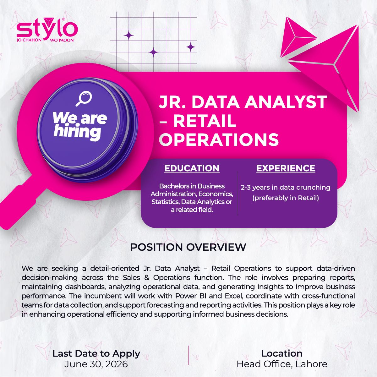 Stylo Pvt Ltd Jobs June 2026 2