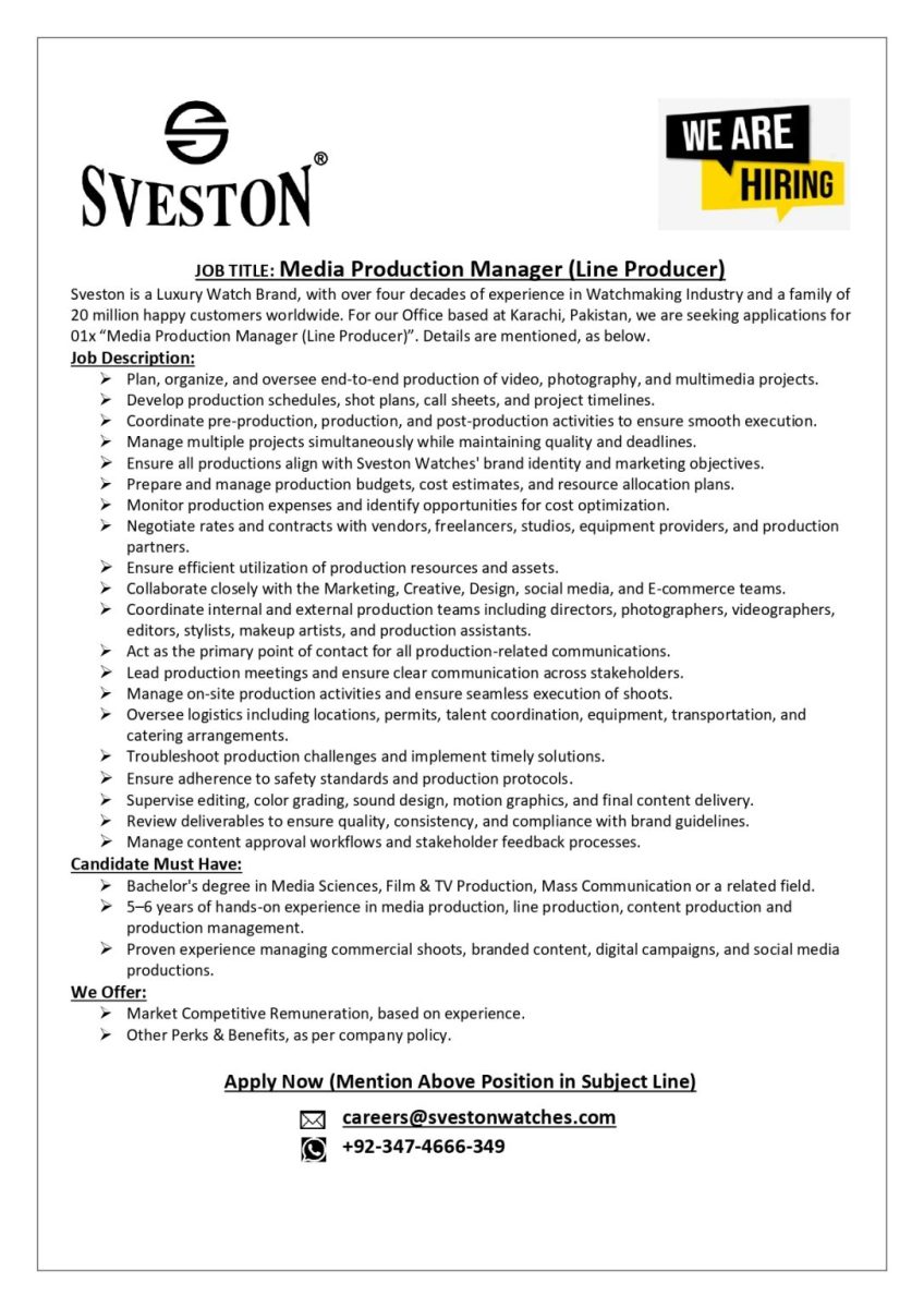Sveston Watches Jobs June 2026 2