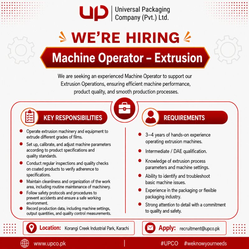 Universal Packaging Company Pvt Limited Jobs Machine Operator 1