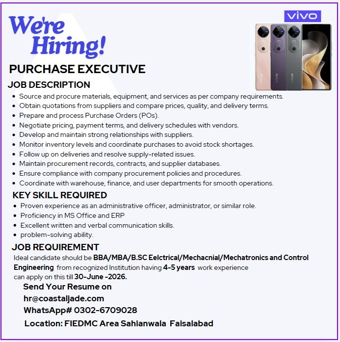 VIVO Jobs Purchase Executive 1