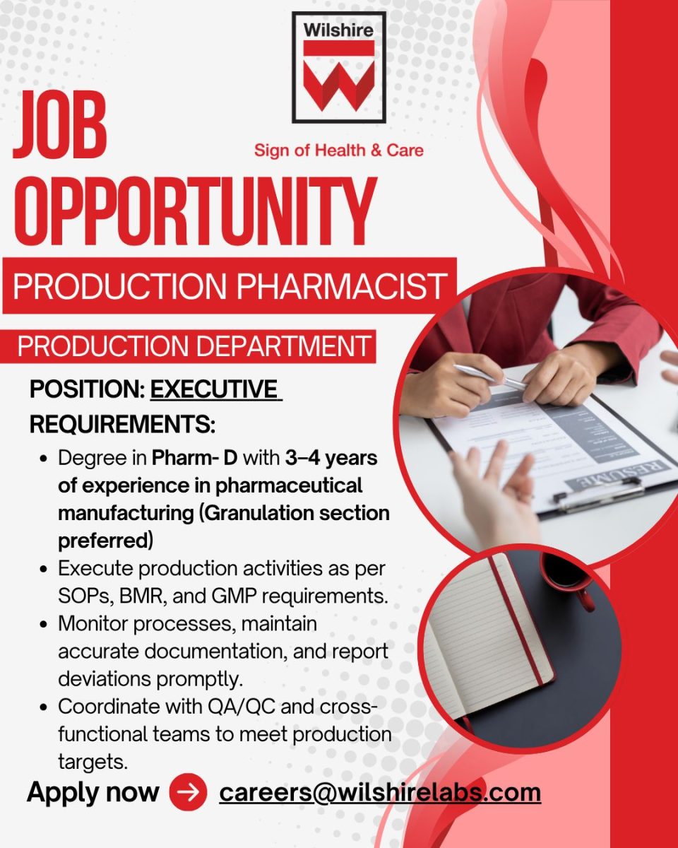 Wilshire LaboratoriesPvt Ltd Jobs Executive Production Pharmacist  1