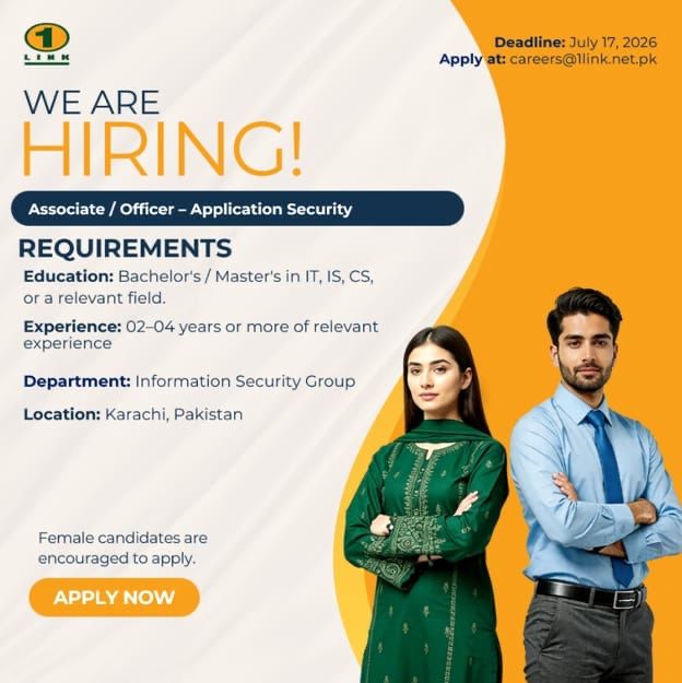1Link Pvt Ltd Jobs Associate / Officer Application Security 1