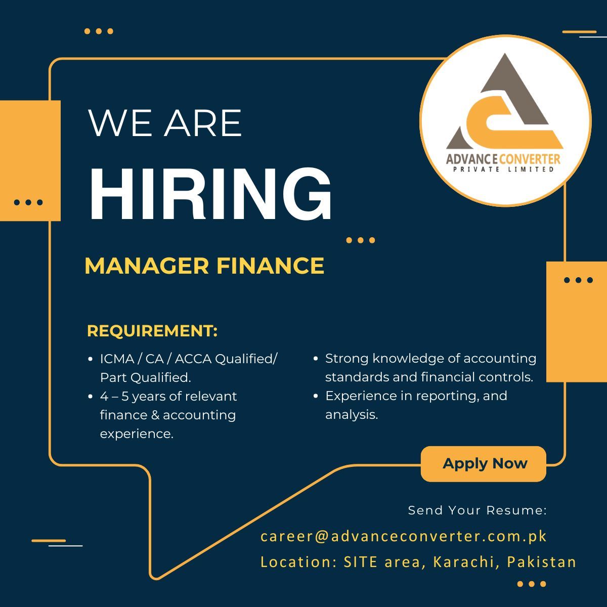 Advance Converter Pvt Ltd Jobs Manager Finance 1
