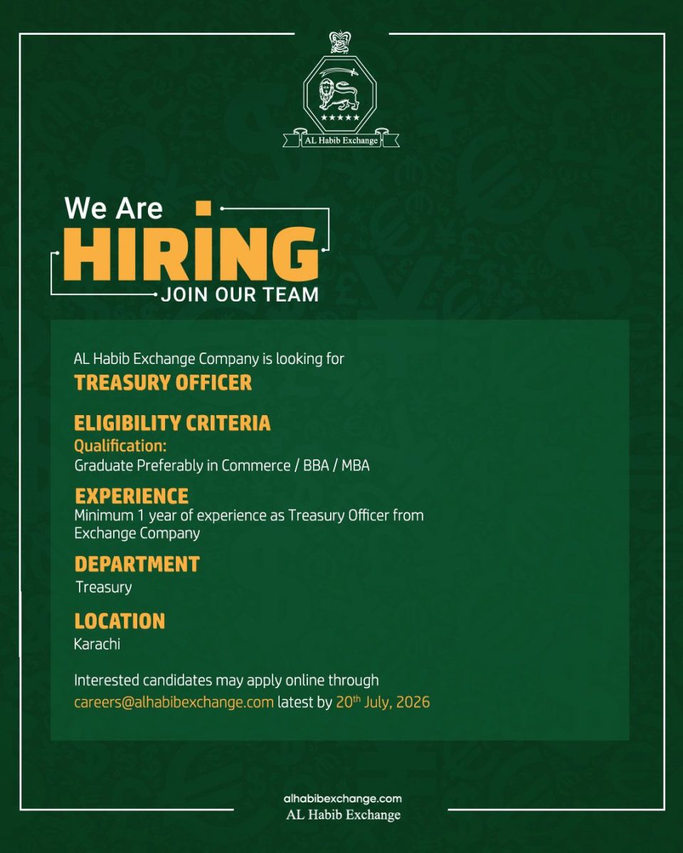 AL Habib Exchange Company Jobs Treasury Officer 1