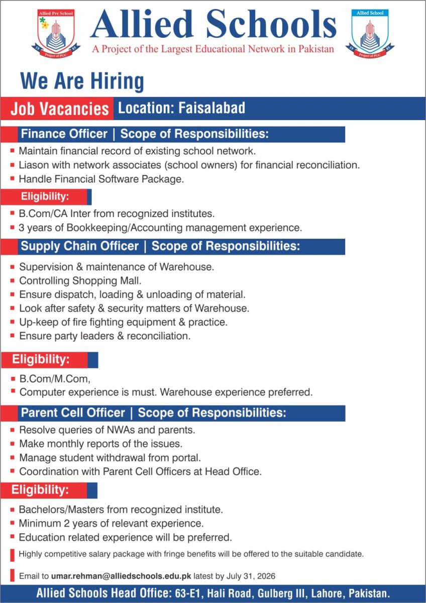 Allied Schools Jobs July 2026 1