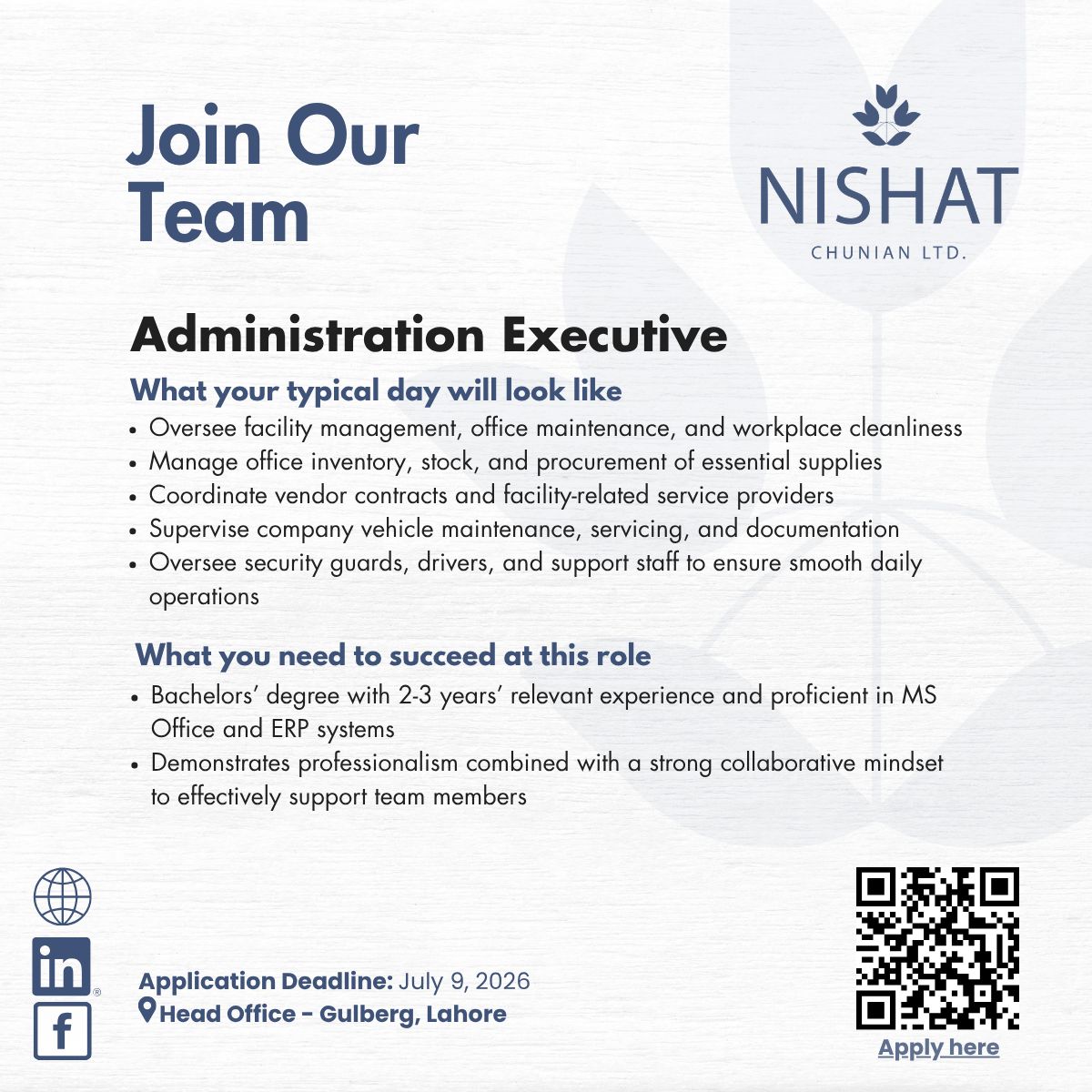 Nishat Chunian Limited Jobs July 2026 1