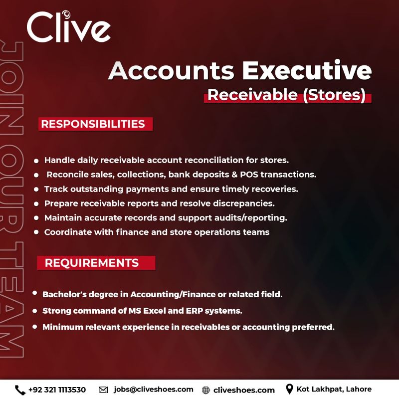 Clive Shoes Jobs Accounts Executive Receivable (Store) 1