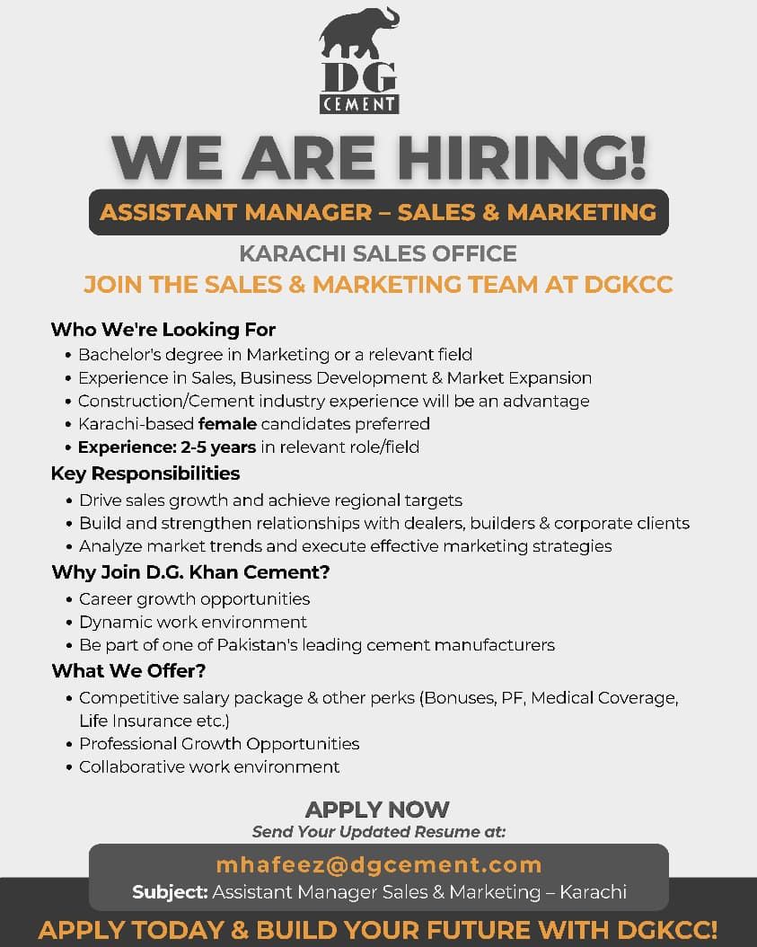DG Khan Cement Company Limited (DGKCC) Jobs Assistant Manager Sales & Marketing 1