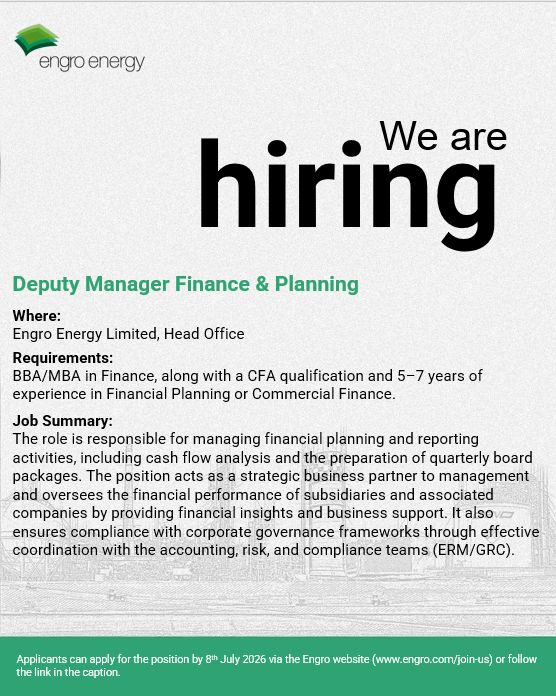 Engro Energy Limited Jobs Deputy Manager Finance & Planning 1