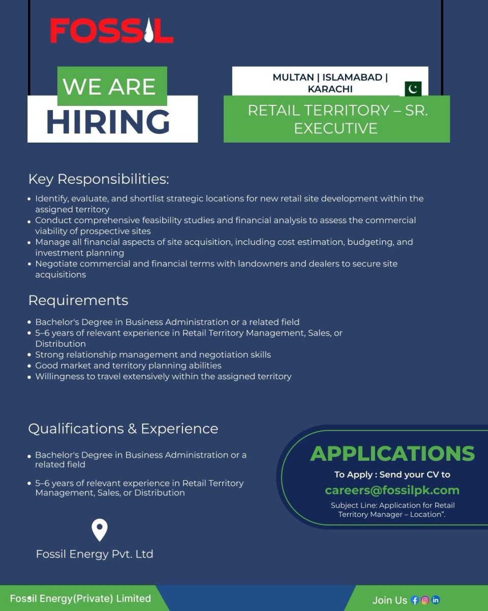 Fossil Energy Pvt Ltd Jobs Retail Territory Senior Executive 1