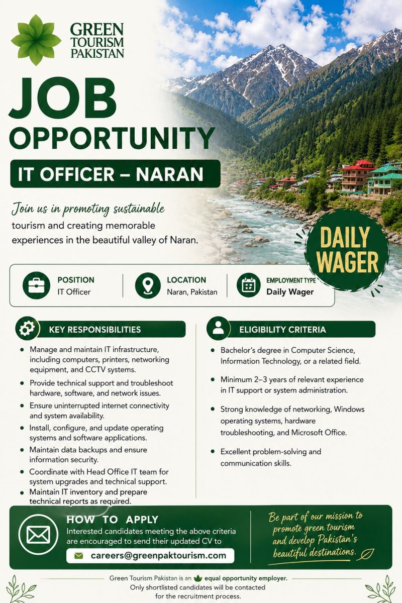Green Tourism Pakistan Jobs IT Officer 1