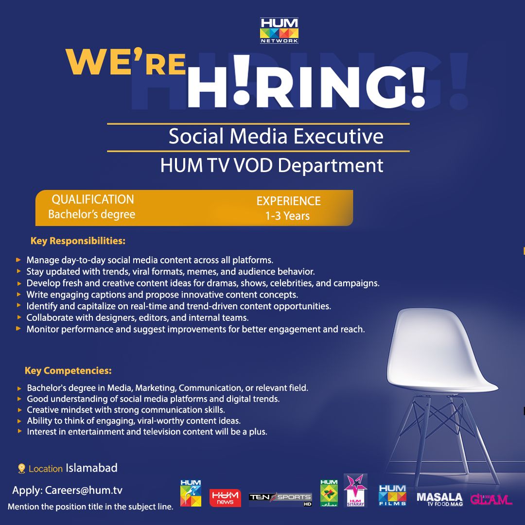 HUM Tv Network Jobs Social Media Executive 1