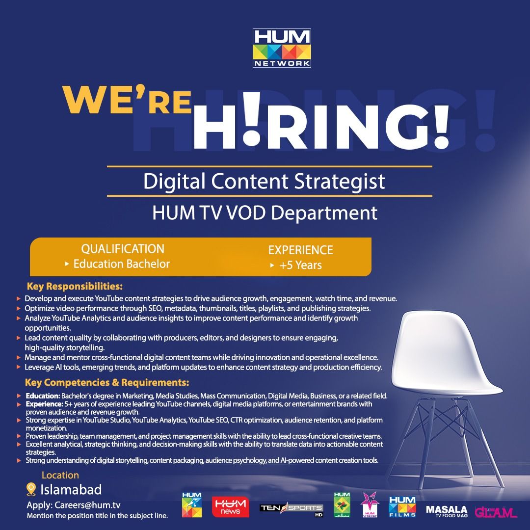 HUM Tv Network Jobs Digital Content Strategist 2