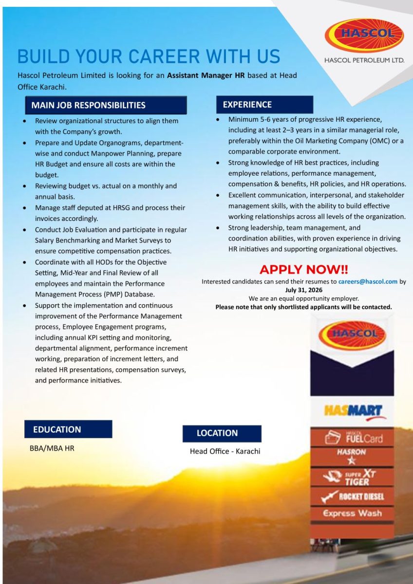 Hascol Petroleum Limited Jobs Assistant Manager HR 1