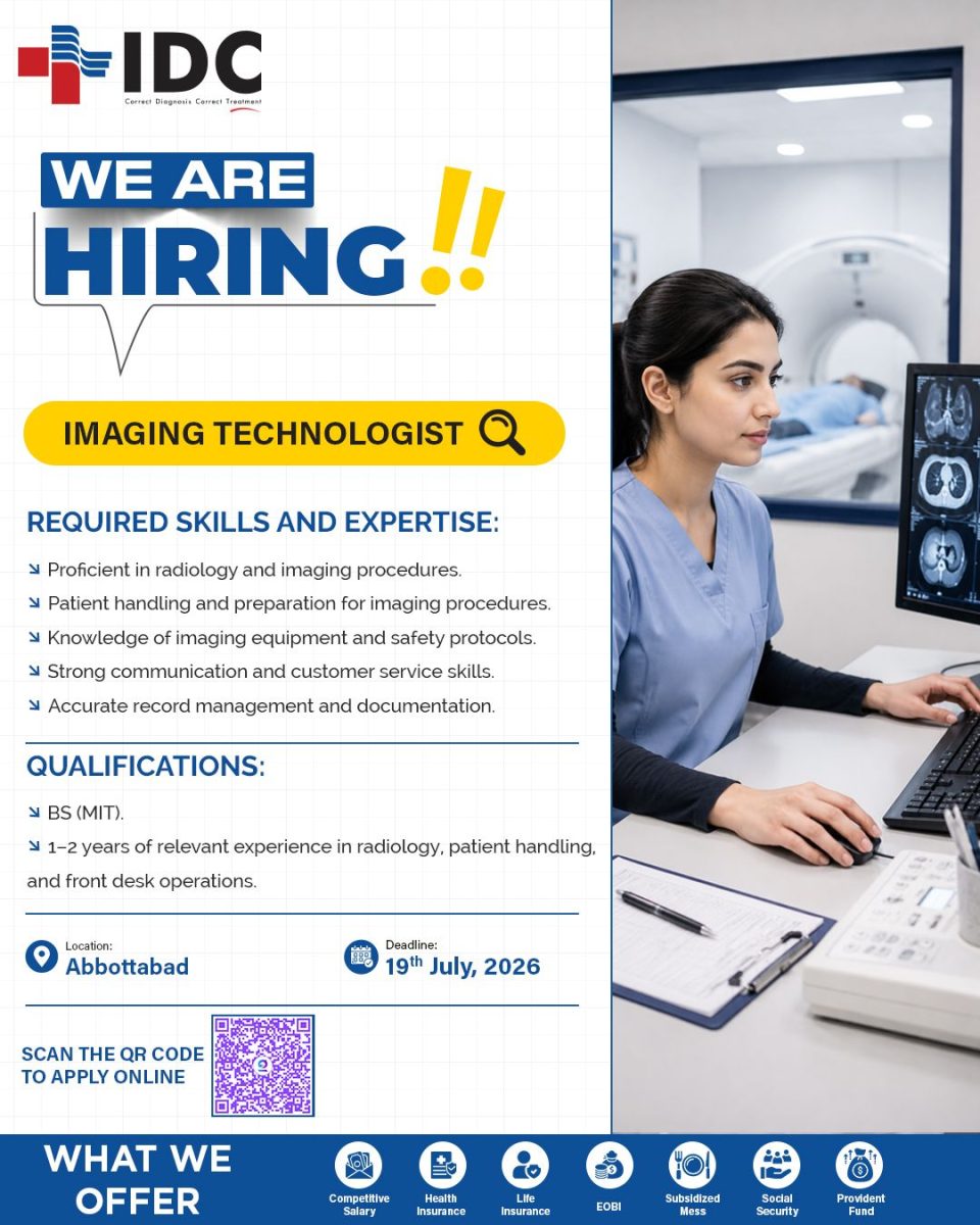 Islamabad Diagnostic Centre (IDC) Jobs Imaging Technologist 1