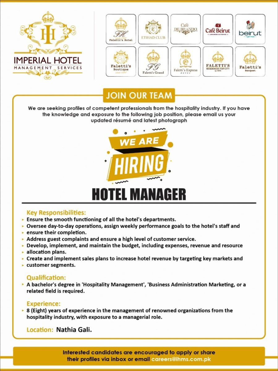 Imperial Hotel Management Services Jobs July 2026 1