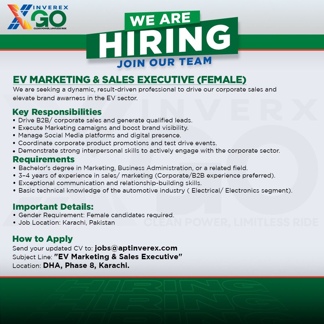 Inverex Go Jobs EV Marketing & Sales Executive 1