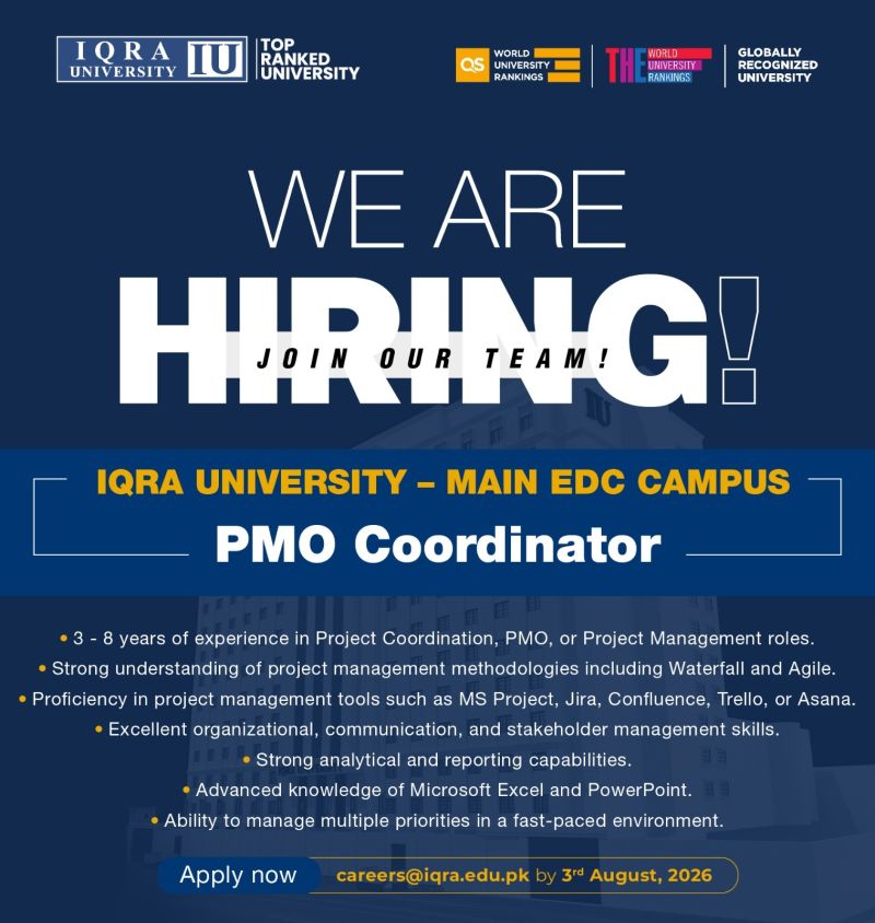 Iqra University Jobs PMO Coordinator 1
