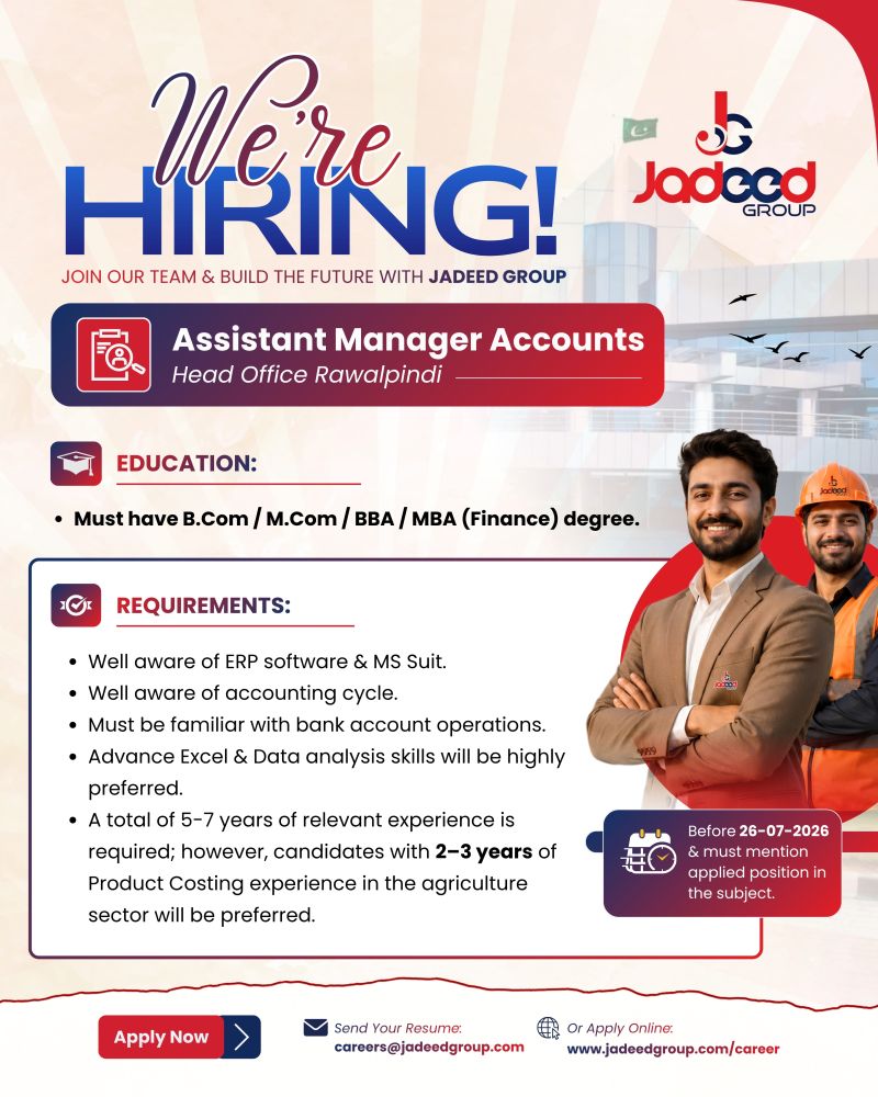 Jadeed Group Of Companies Jobs Assistant Manager Accounts 1