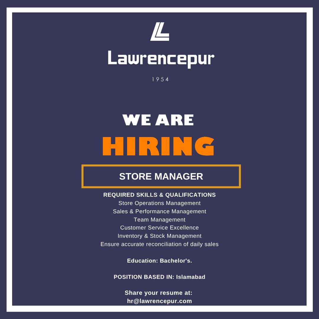 Lawrencepur Jobs Store Manager  1