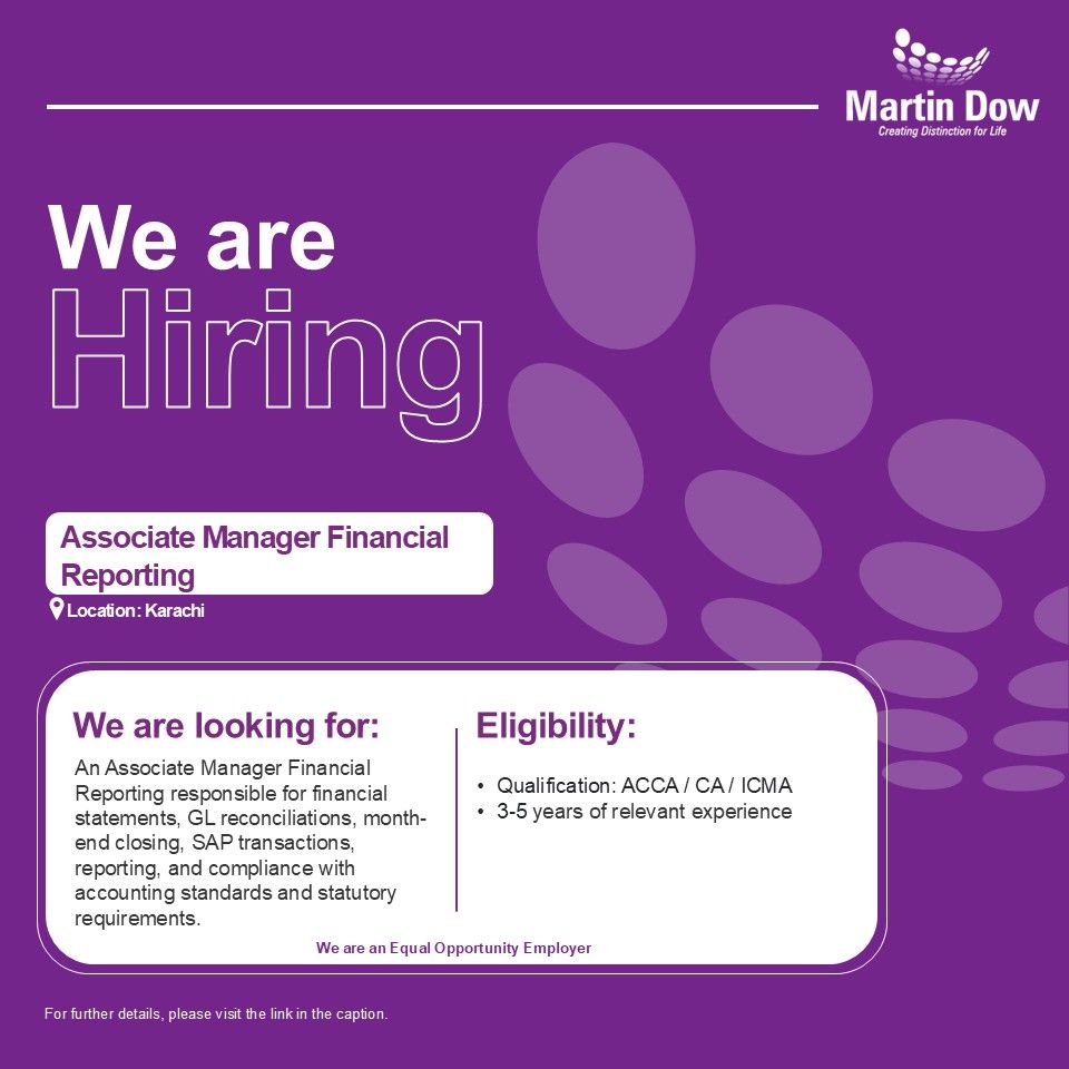 Martin Dow Marker Jobs Associate Manager Financial Reporting 1