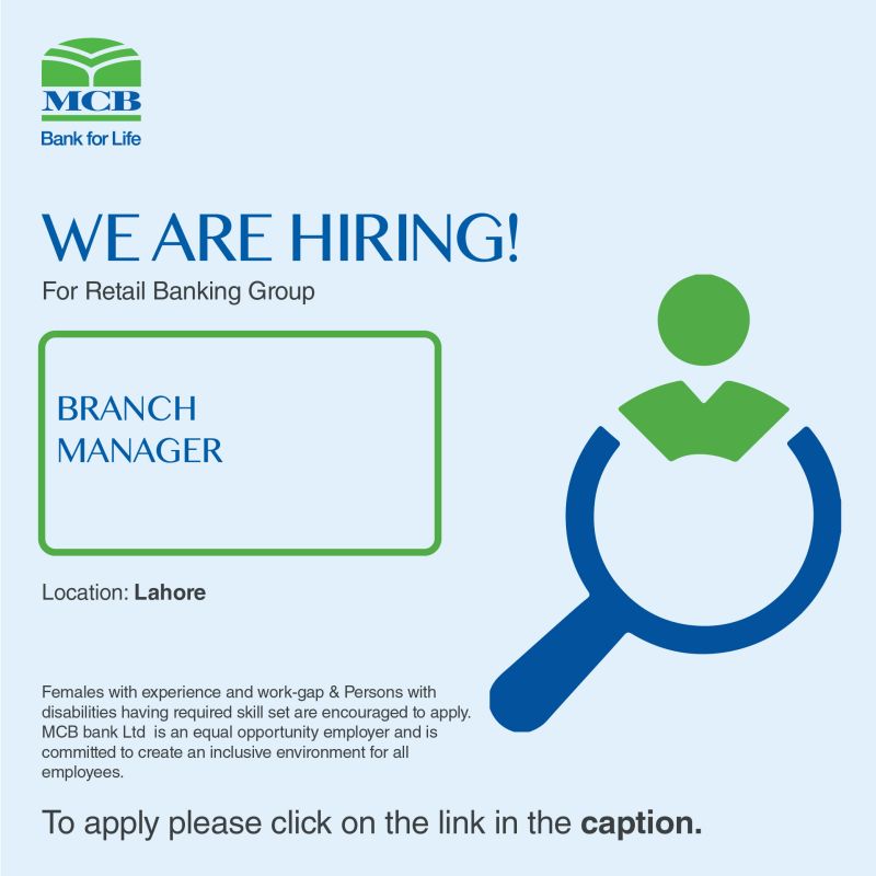 MCB Bank Limited Jobs Branch Manager 1