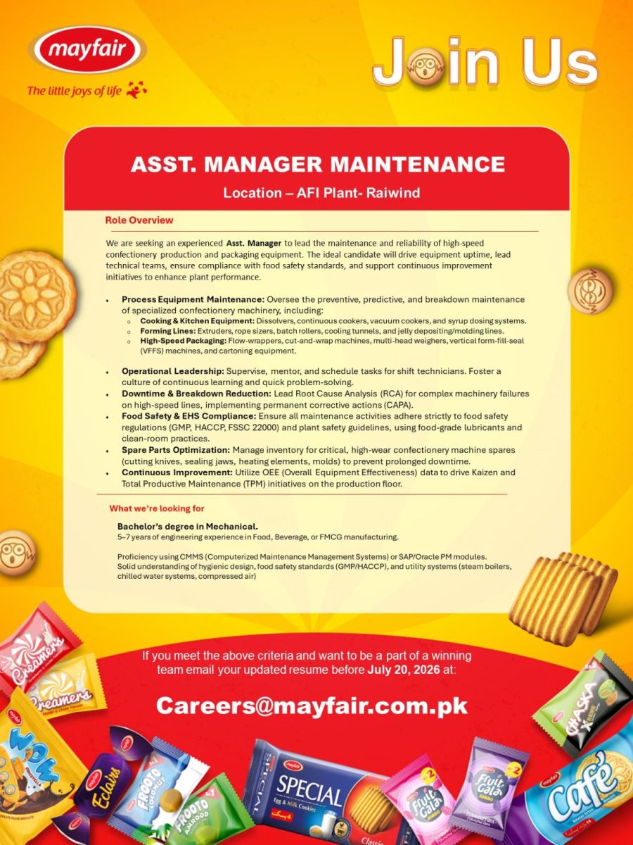 Mayfair Pakistan Jobs Assistant Manager Maintenance 1