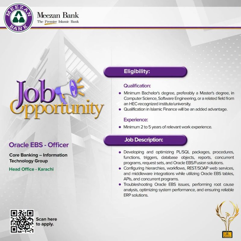 Meezan Bank Limited Jobs Oracle EBS Officer 1