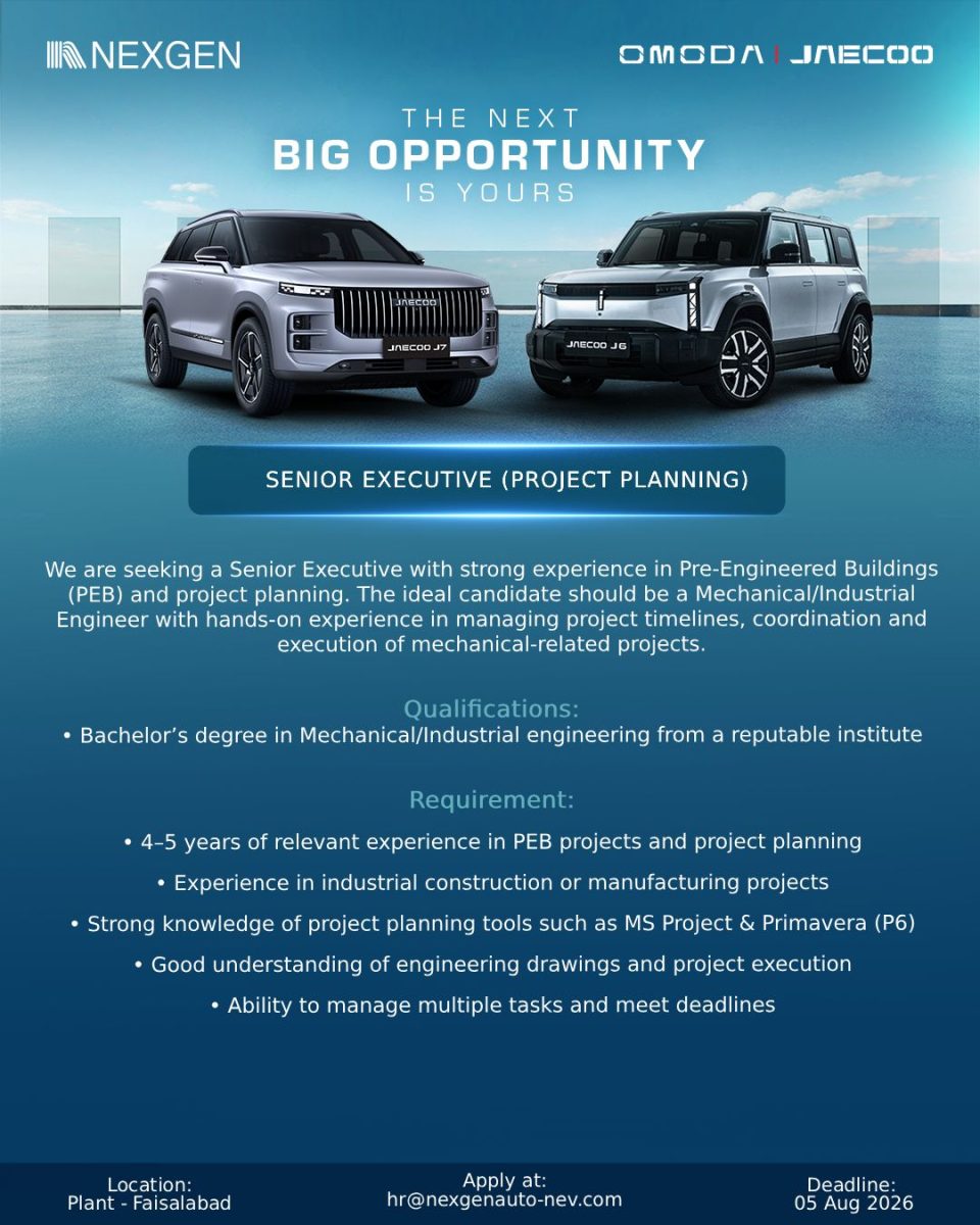 NexGen Auto Pvt Ltd Jobs Senior Executive (Project Planning) 1