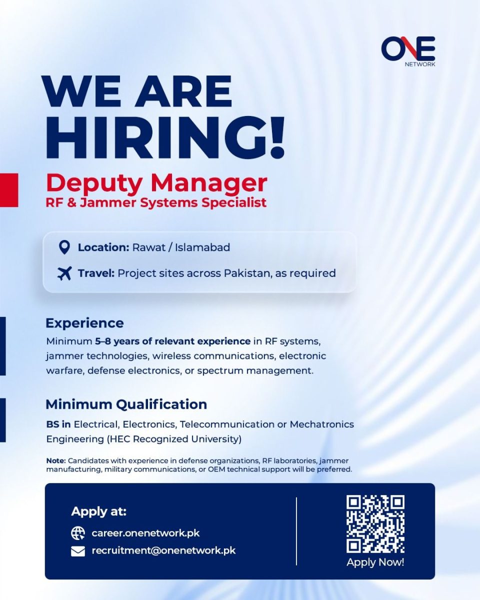  One Network Pvt Ltd Jobs Deputy Manager FR & Jammer Systems Specialist  1