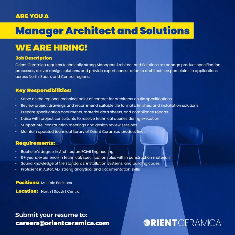 Orient Ceramics Jobs Manager Architect & Solutions 1