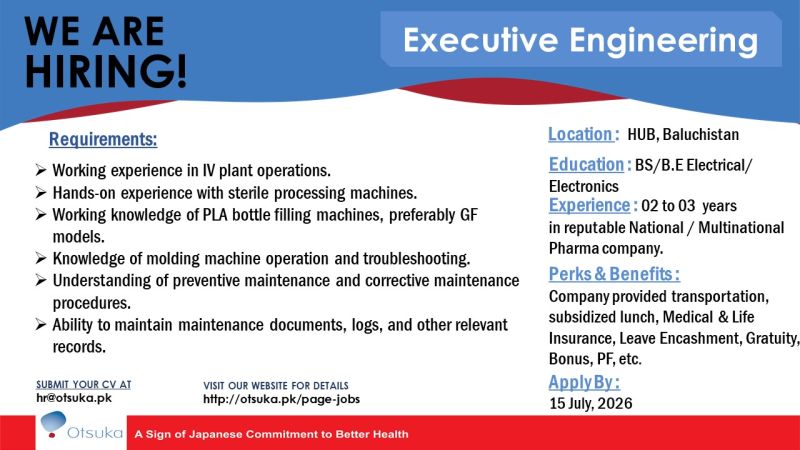 Otsuka Pakistan Pvt Ltd Jobs July 2026 2
