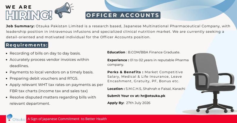 Otsuka Pakistan Limited Jobs Officer Accounts 1