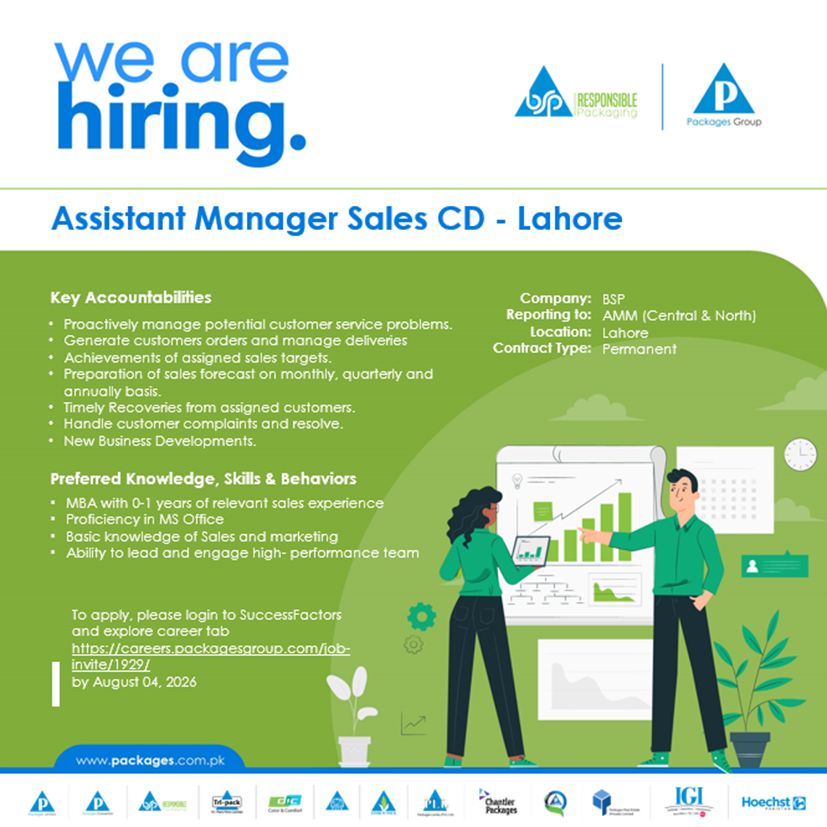Bulleh Shah Packaging Pvt Ltd Jobs Assistant Manager Sales CD 1