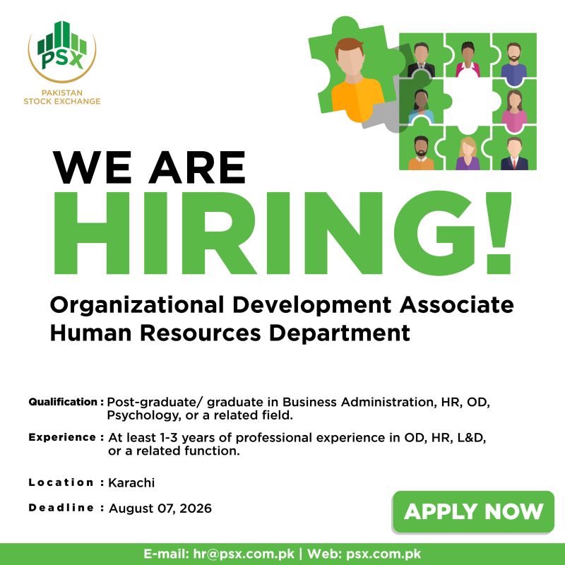 Pakistan Stock Exchange PSX Jobs Organizational Development Associate 1
