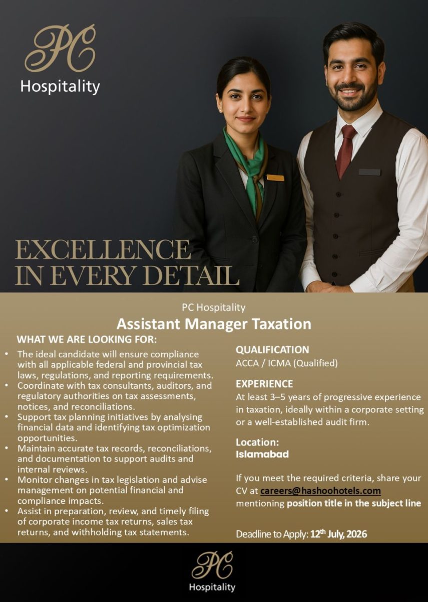 PC Hospitality Jobs Assistant Manager Taxation 1