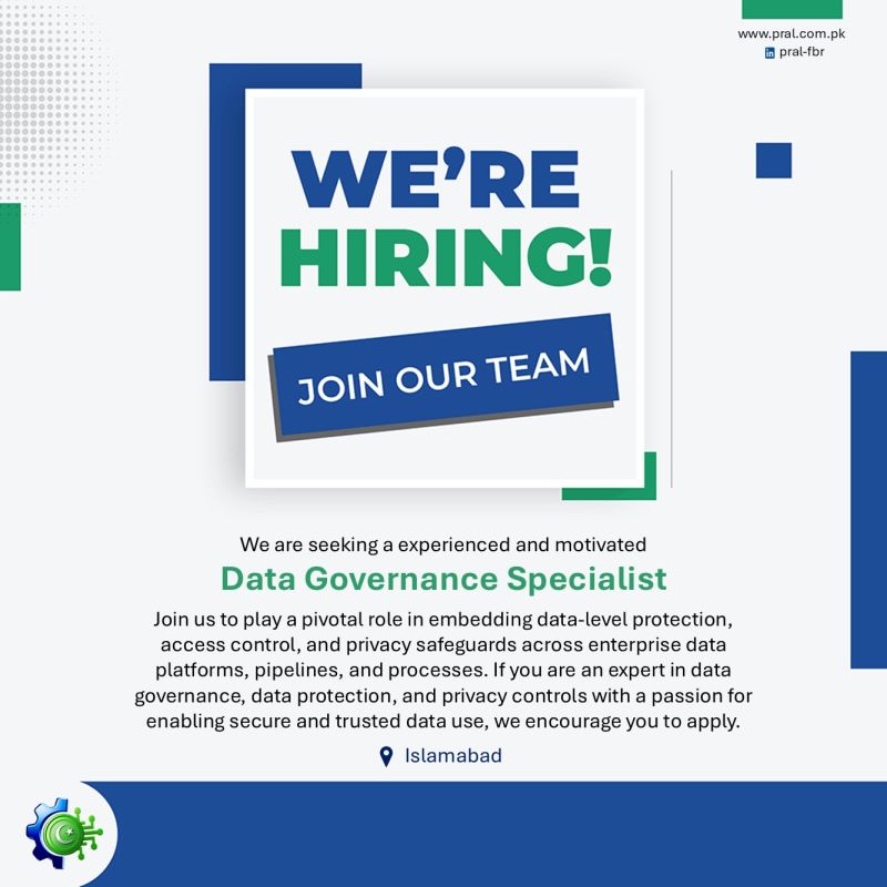 Pakistan Revenue Automation (Pvt) Ltd PRAL Jobs Data Governance Specialist 1