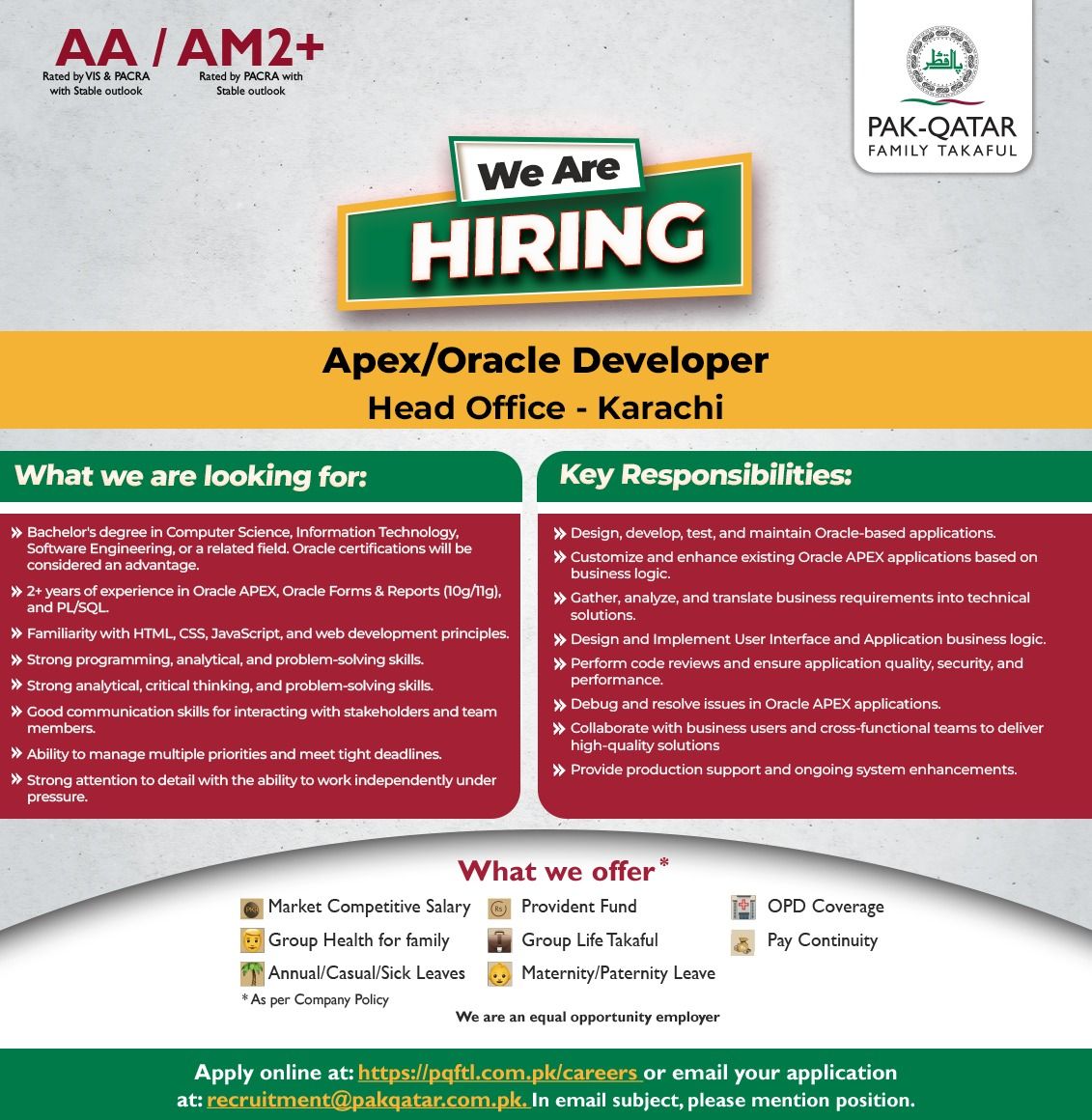 Pak-Qatar Family Takaful Jobs Apex Oracle Developer 1