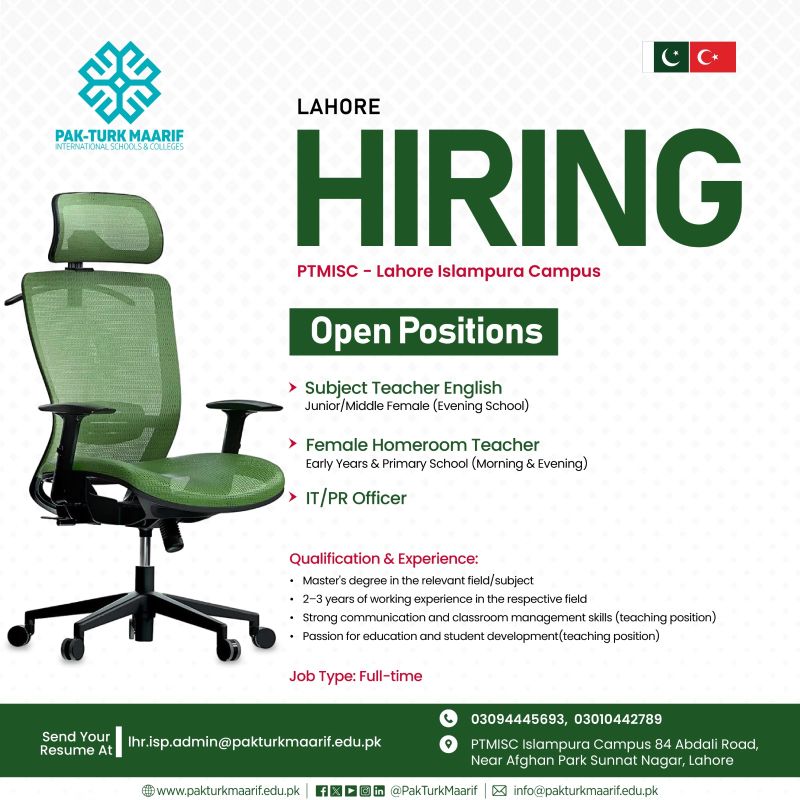 Pak-Turk Maarif International Schools & Colleges Jobs July 2026 1