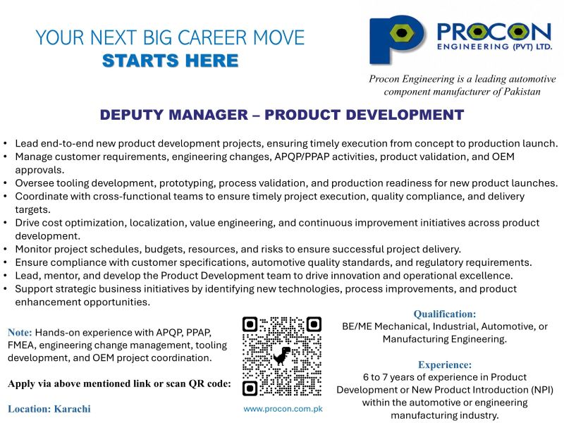 Procon Engineering Pvt Ltd Jobs Deputy Manager Product Development 1