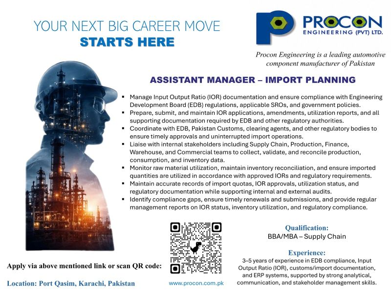 Procon Engineering Pvt Ltd Jobs Assistant Manager Import Planning 1