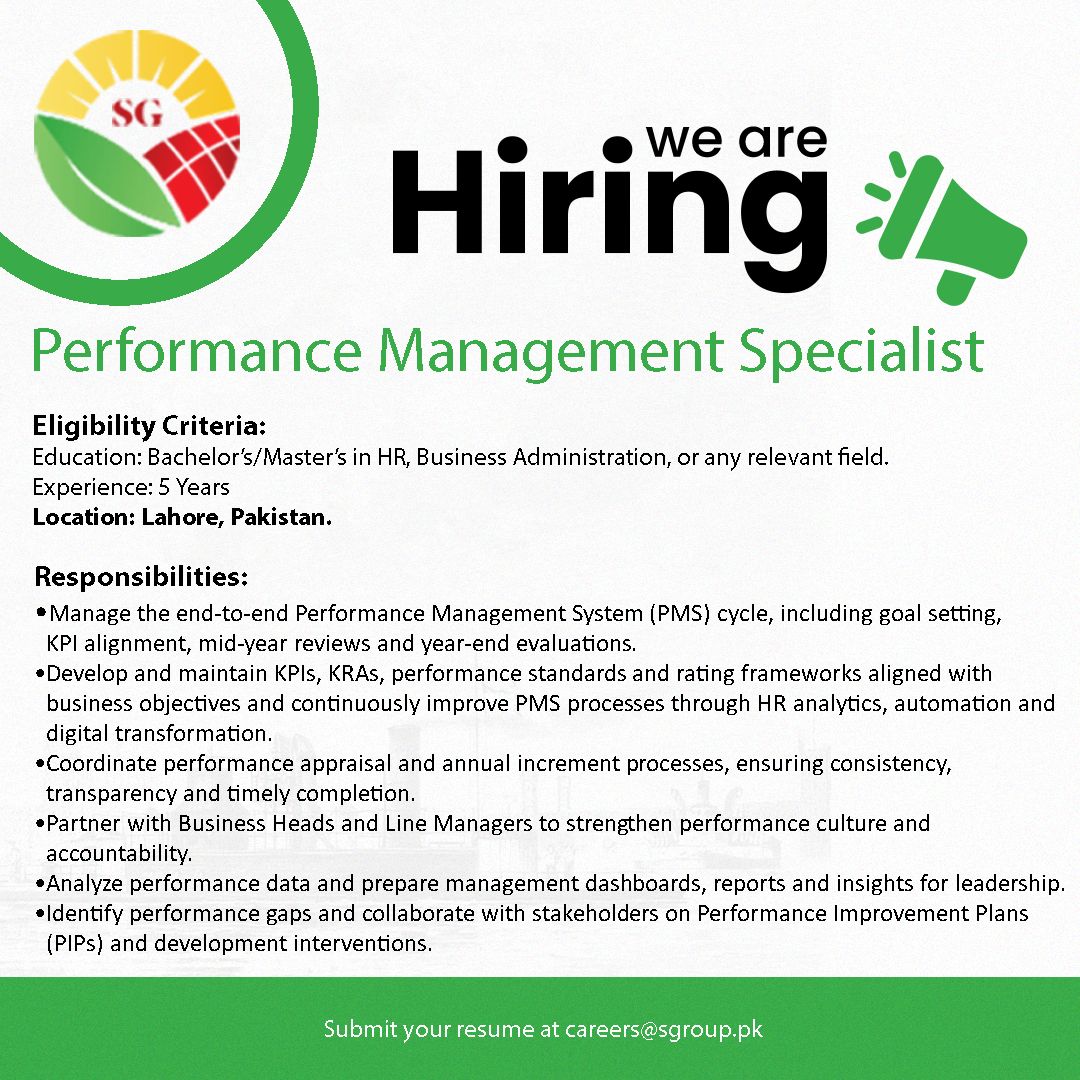 Sharif Group Jobs Performance Management Specialist 1