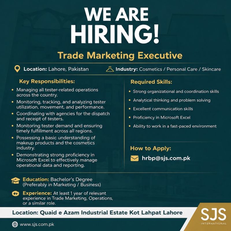 SJS International Jobs Trade Marketing Executive 1