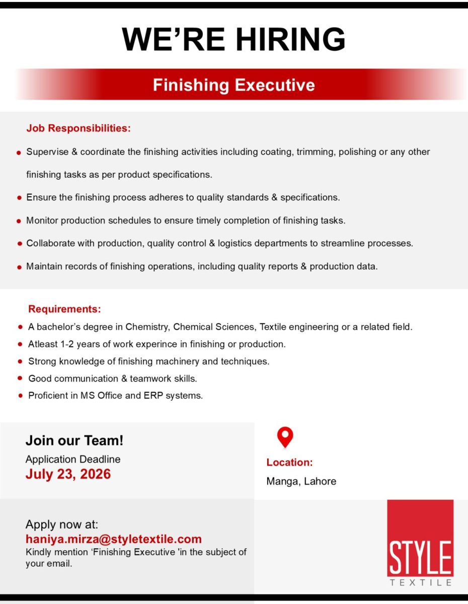Style Textile Pvt Ltd Jobs Finishing Executive 1